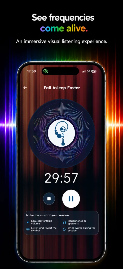 Bioresonance audio player with a visual symbol and frequency spectrum