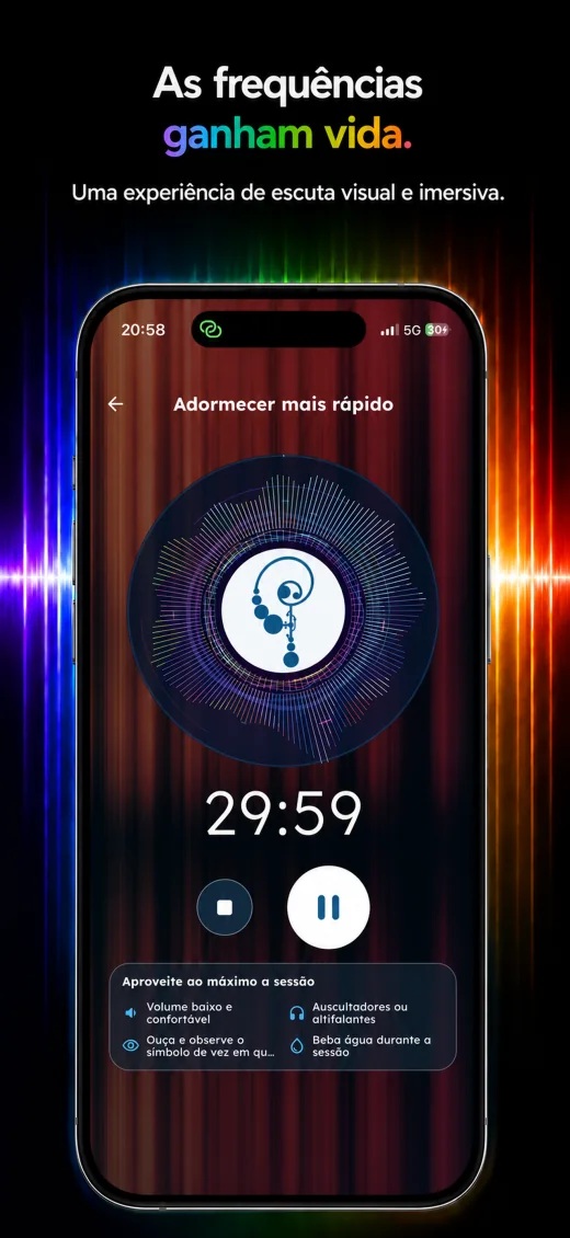 Leitor de áudio de Bioresonance com um símbolo visual e um espetro de frequências