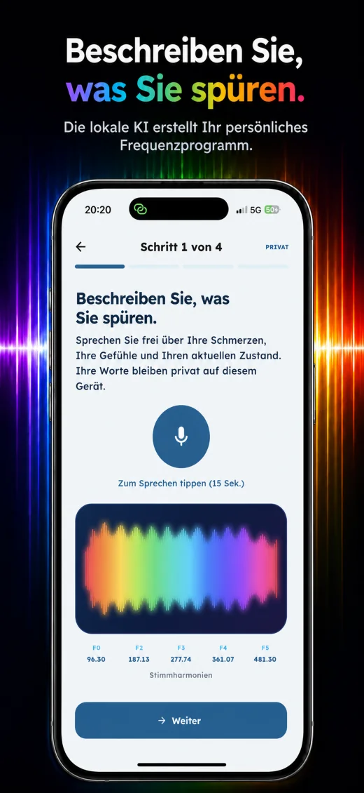 Bioresonance Bildschirm für Spracheingabe und Personalisierung auf dem Gerät