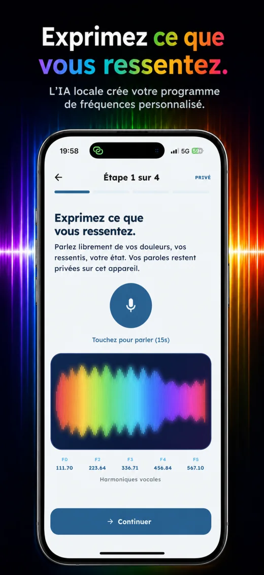 Écran de saisie vocale et de personnalisation locale de Bioresonance