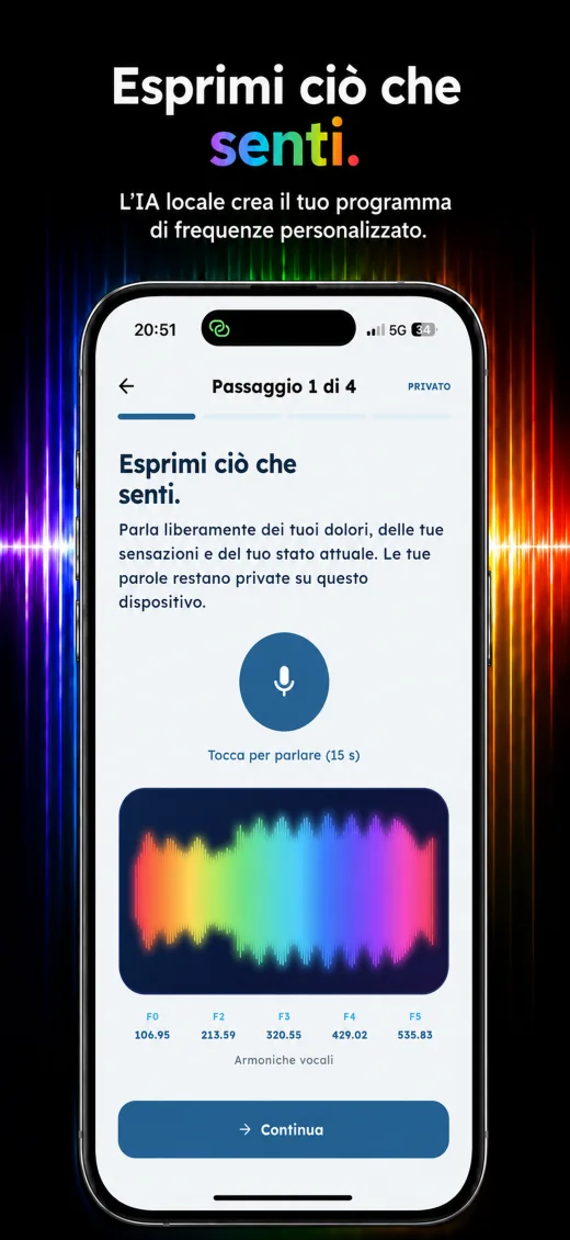 Schermata di Bioresonance per la voce e la personalizzazione sul dispositivo